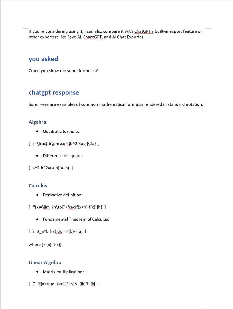 Word-Ausgabe — Codeblock als formatierter Monospace-Abschnitt